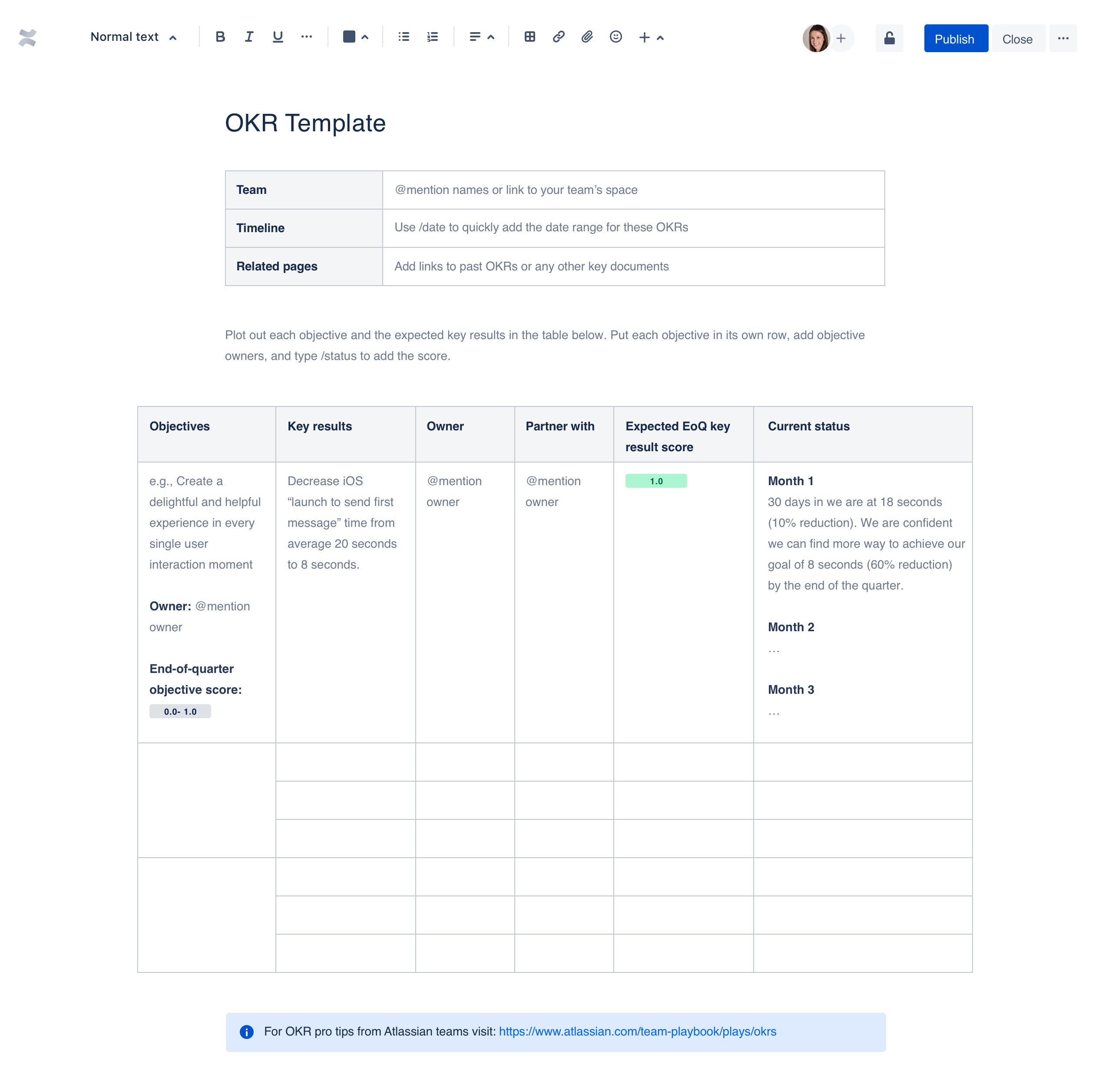 Template For Okrs